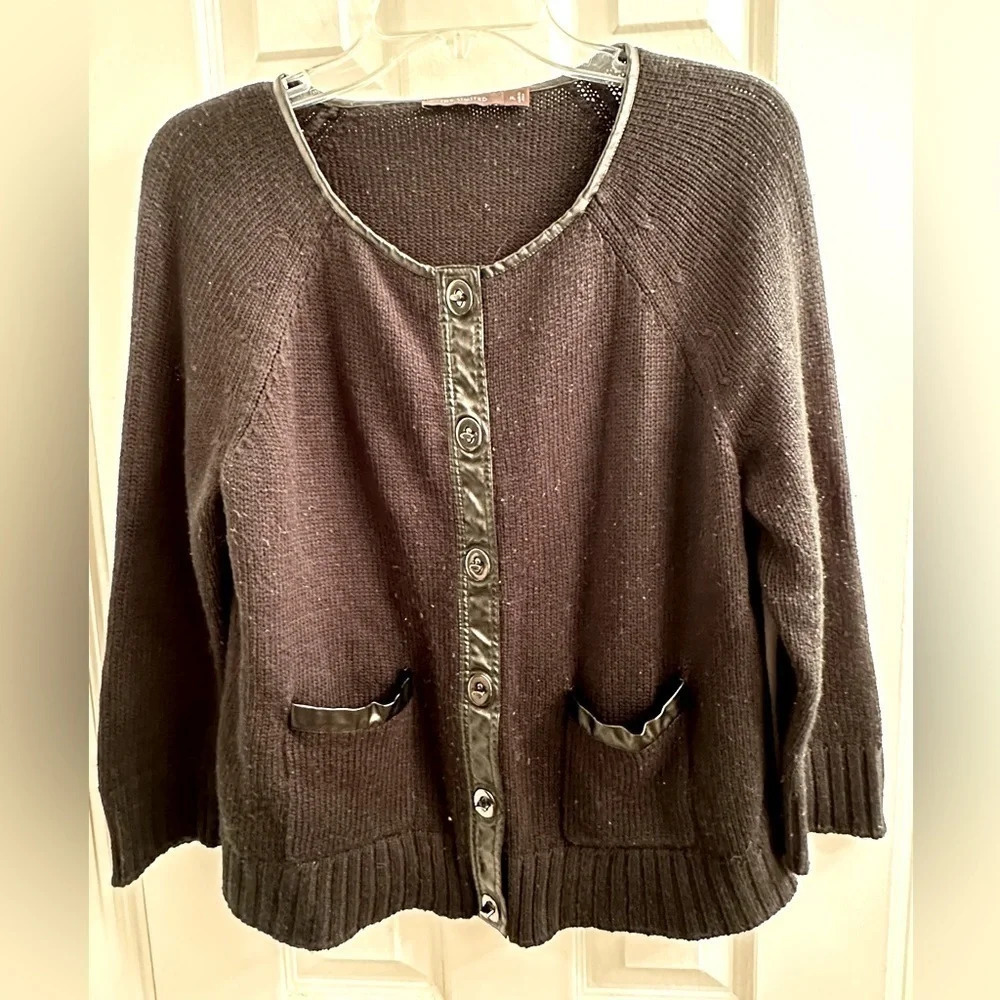 Xl Black Limited faux leather detailed sweater
